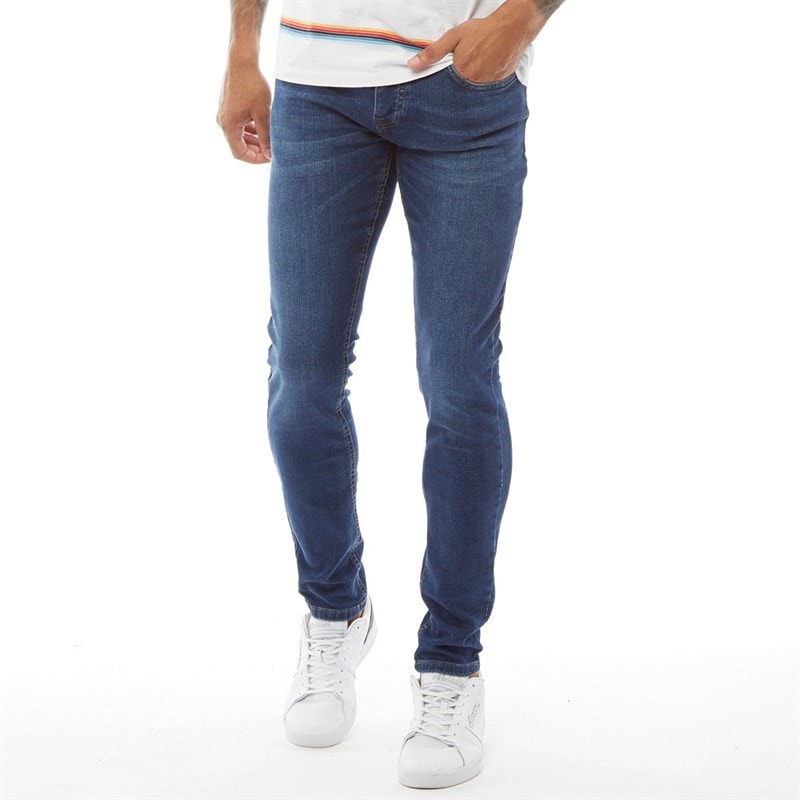 Crosshatch Mens Buraca Slim Fit Jeans Stonewash