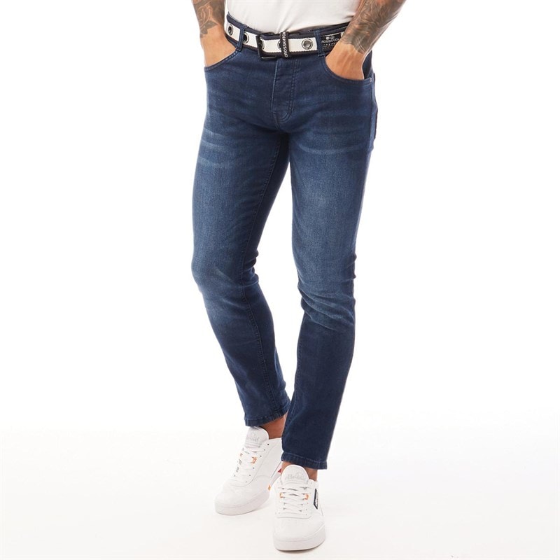 Crosshatch Mens Barbeck Slim Fit Jeans Dark Wash - Image 3