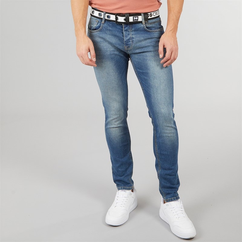 Crosshatch Mens Barbeck Slim Fit Jeans Stonewash - Image 2