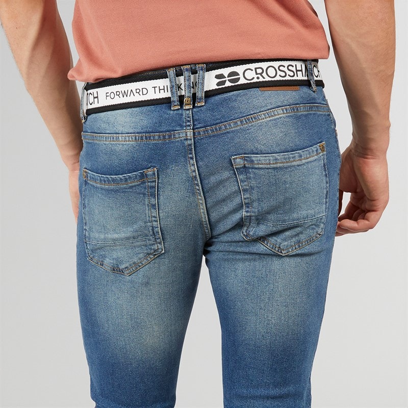 Crosshatch Mens Barbeck Slim Fit Jeans Stonewash - Image 5