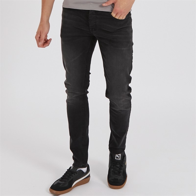 Crosshatch Mens Buraca Slim Fit Jeans Charcoal