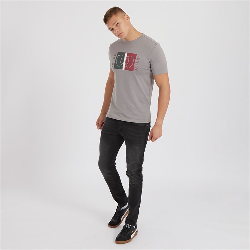 Crosshatch Mens Buraca Slim Fit Jeans Charcoal - Image 4