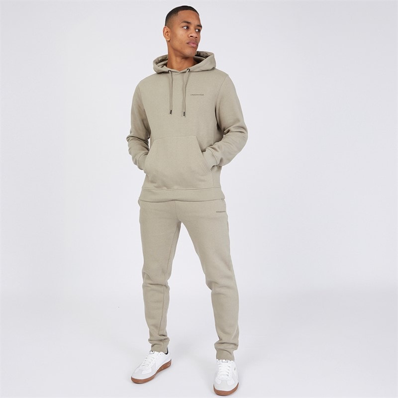 Crosshatch Mens Chelmere Hoodie And Joggers Set Dark Stone - Image 4
