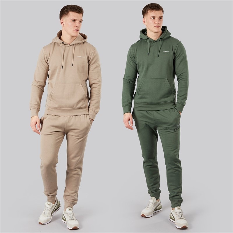 Crosshatch Mens Traymax Two Pack Hoodies Khaki/Stone - Image 4