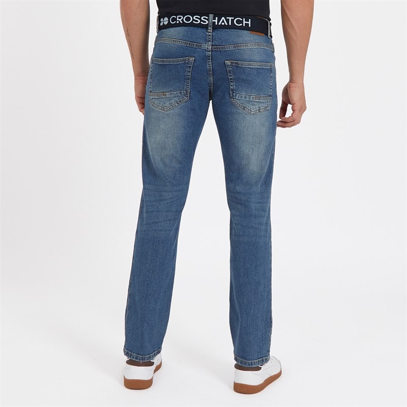 Crosshatch Mens Princed Straight Fit Jeans Stone Wash - Image 2
