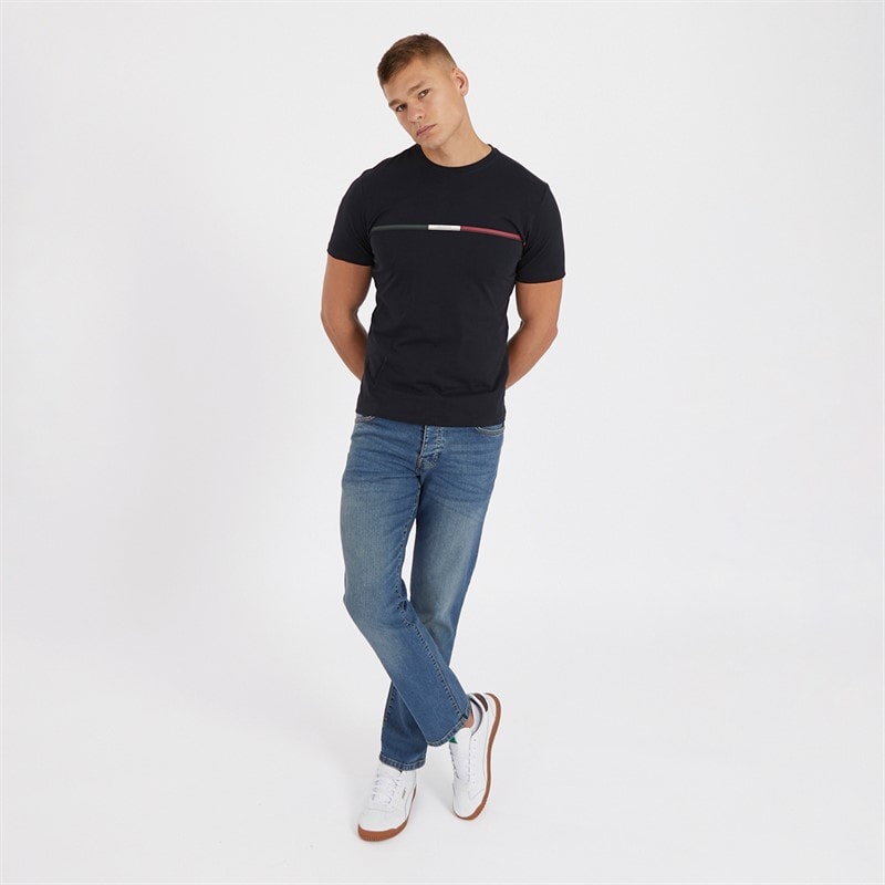 Crosshatch Mens Princed Straight Fit Jeans Stone Wash - Image 4