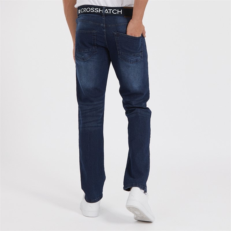 Crosshatch Mens Princed Straight Fit Jeans Dark Wash - Image 2