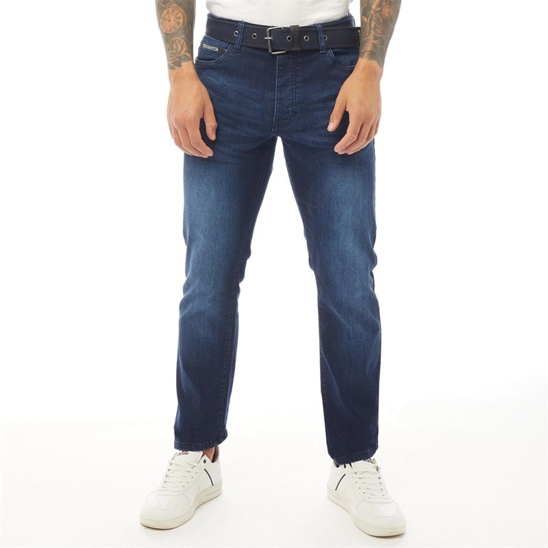 Crosshatch Mens Princed Straight Fit Jeans Dark Wash - Image 3