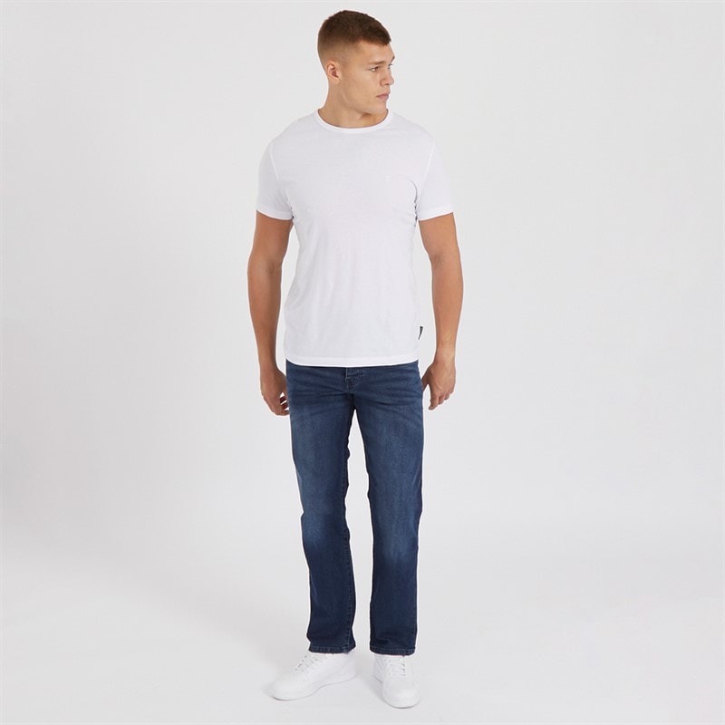 Crosshatch Mens Princed Straight Fit Jeans Dark Wash - Image 4