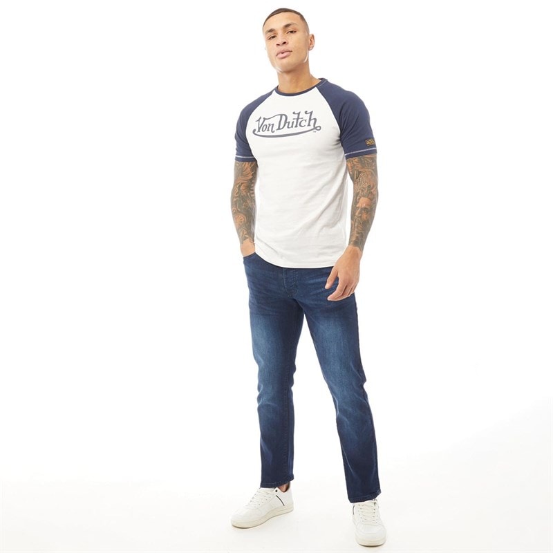 Crosshatch Mens Princed Straight Fit Jeans Dark Wash - Image 5