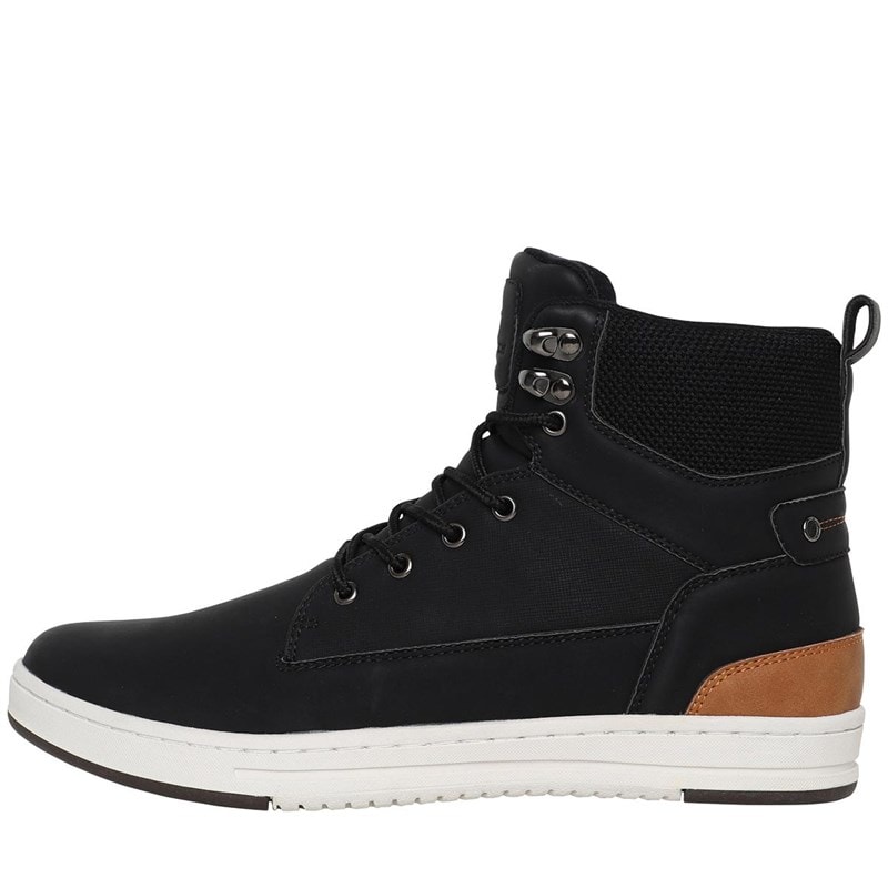 Crosshatch Mens Staiger Hi-Top Trainers Black - Image 1