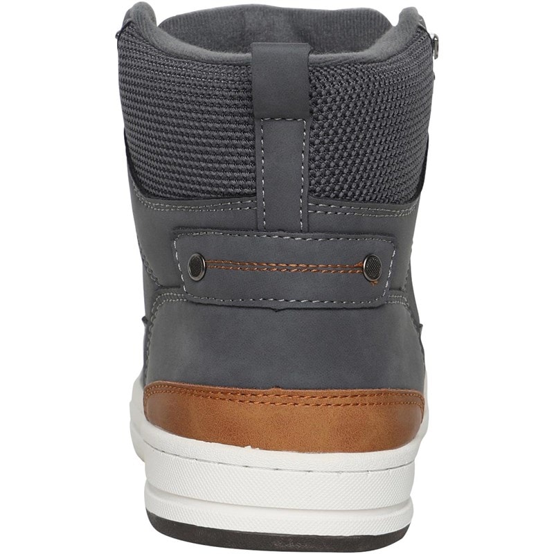 Crosshatch Mens Staiger Hi-Top Trainers Grey - Image 3