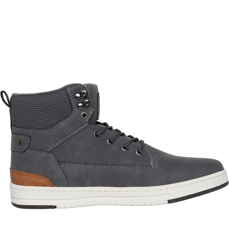Crosshatch Mens Staiger Hi-Top Trainers Grey - Image 5