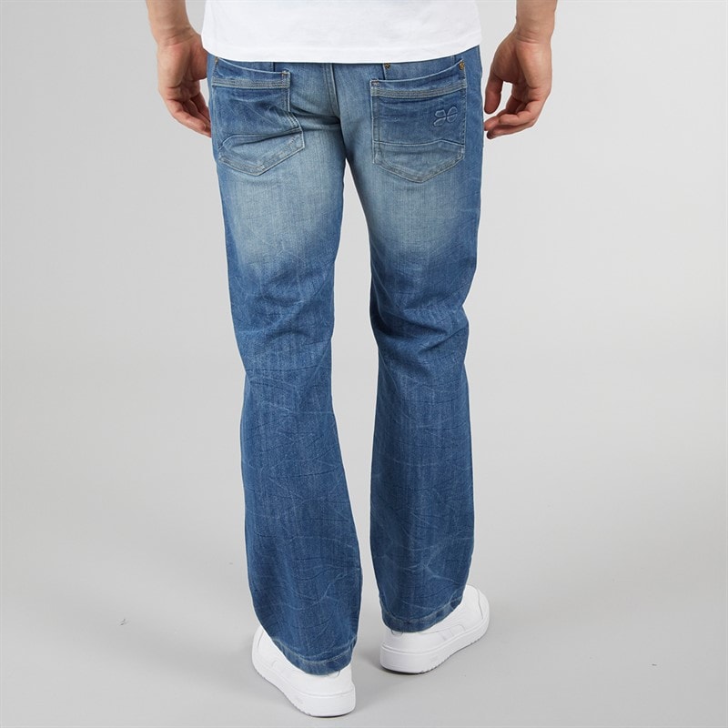 Crosshatch Mens New Baltimore Belted Jeans Straight Jeans Light Wash - Image 2