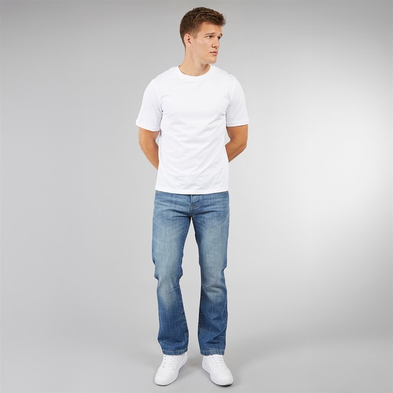 Crosshatch Mens New Baltimore Belted Jeans Straight Jeans Light Wash - Image 4