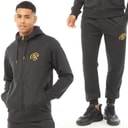 Crosshatch Mens Bradleys Tricot Tracksuit Black