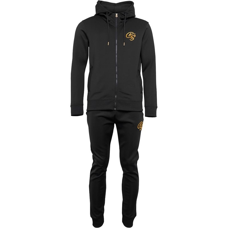 Crosshatch Mens Bradleys Tricot Tracksuit Black - Image 3
