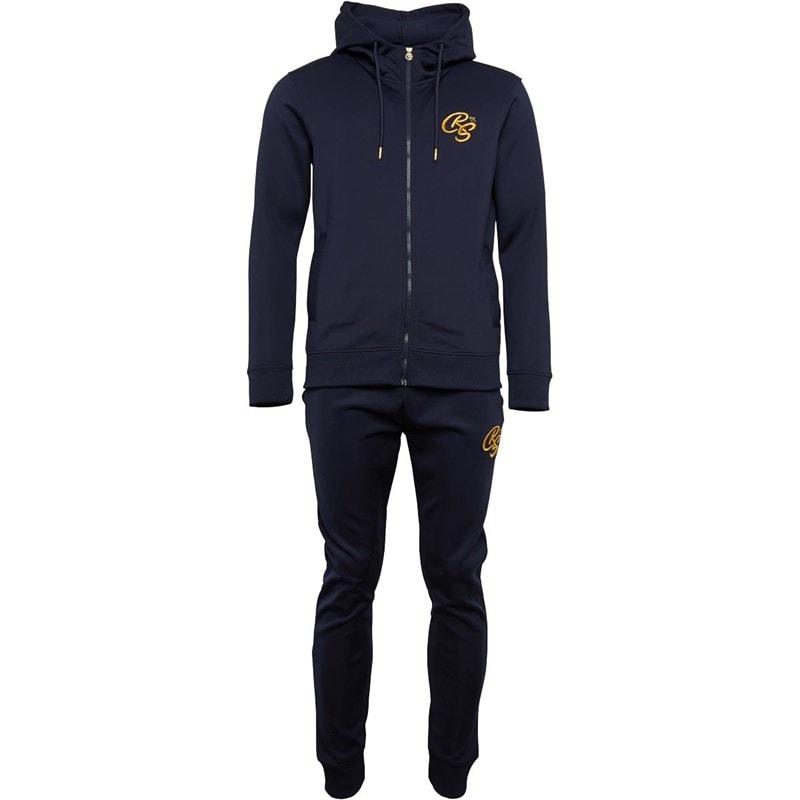 Crosshatch Mens Bradleys Tricot Tracksuit Navy - Image 3