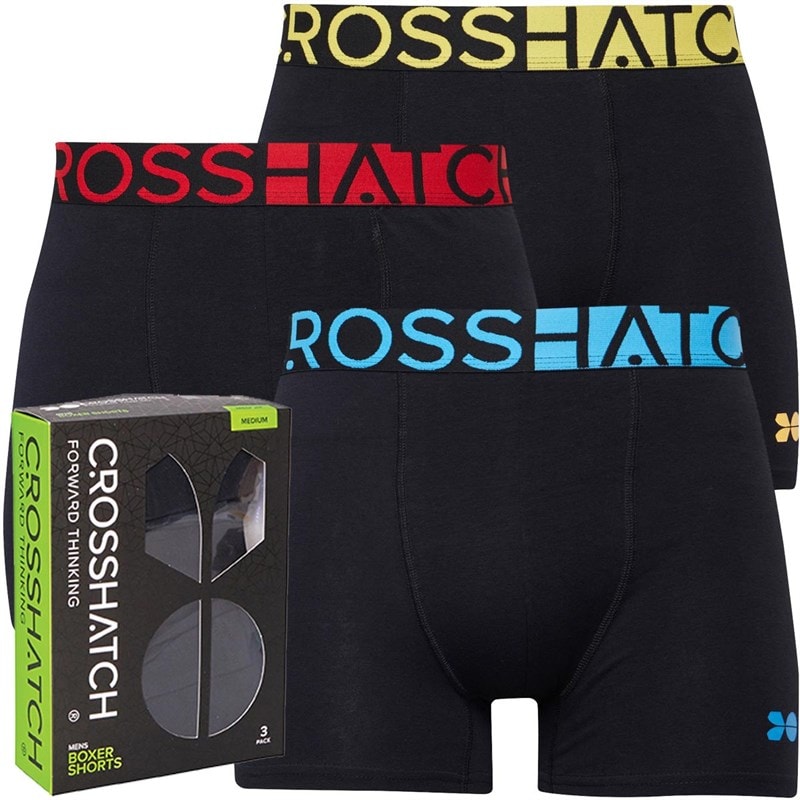 Crosshatch Mens Duron Three Pack Boxers Pack A Black/Mix - Image 1