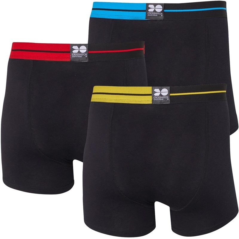 Crosshatch Mens Duron Three Pack Boxers Pack A Black/Mix - Image 2