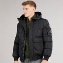 Crosshatch Mens Milwaka Fur Lined Hooded Jacket Black