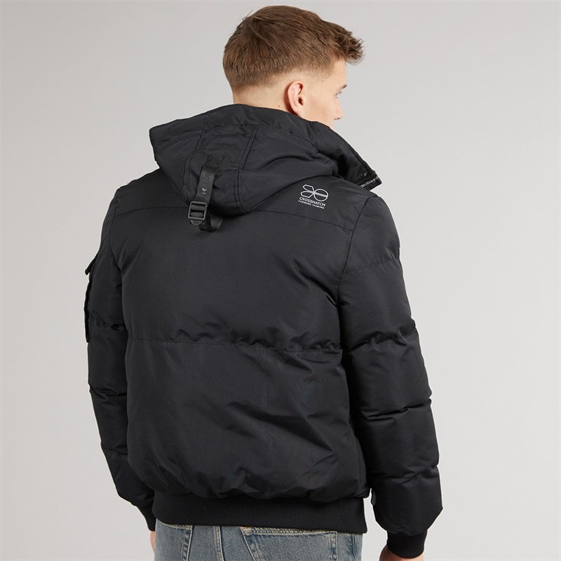 Crosshatch Mens Milwaka Fur Lined Hooded Jacket Black - Image 2