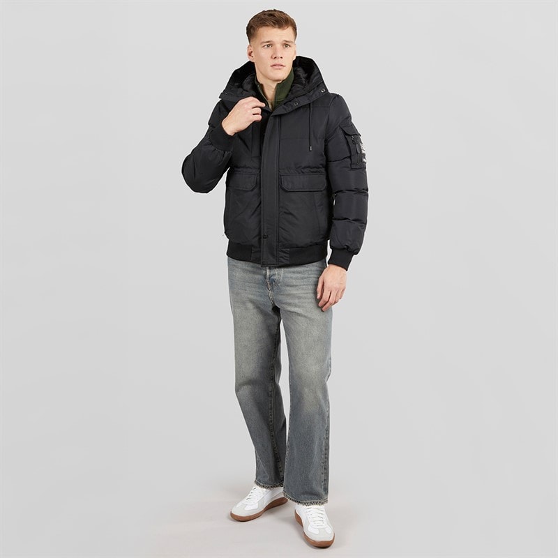 Crosshatch Mens Milwaka Fur Lined Hooded Jacket Black - Image 4