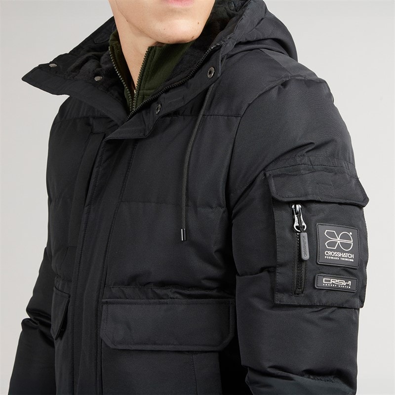 Crosshatch Mens Milwaka Fur Lined Hooded Jacket Black - Image 5