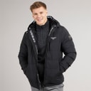 Crosshatch Mens Pitsburg Padded Hooded Jacket Black