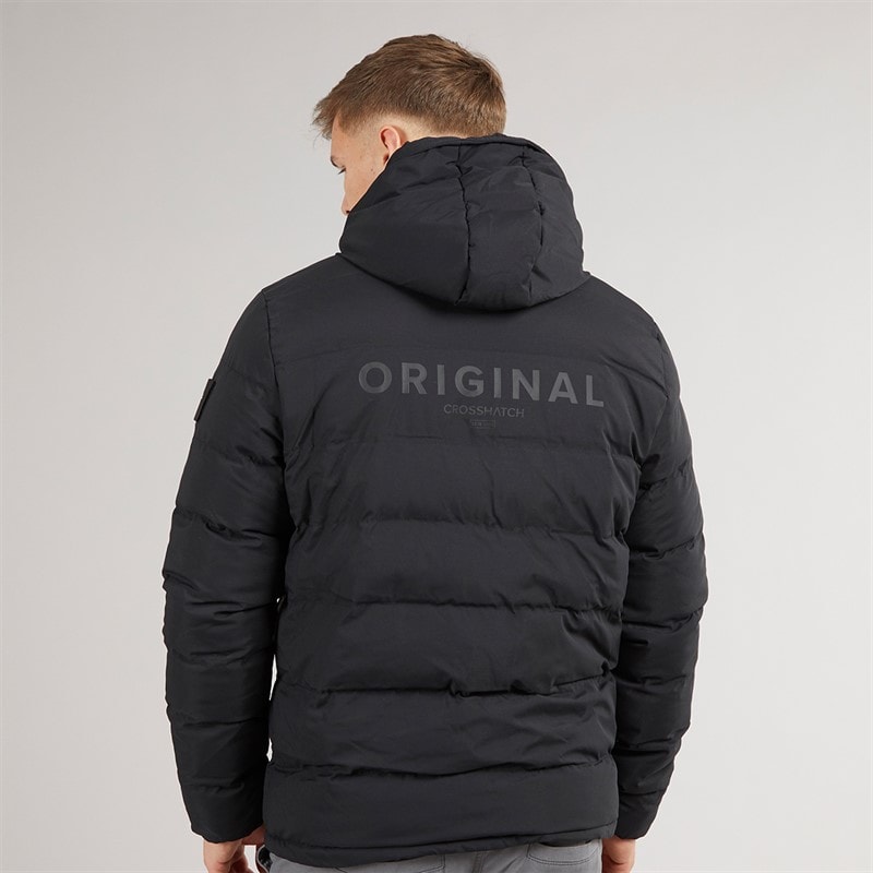 Crosshatch Mens Pitsburg Padded Hooded Jacket Black - Image 2