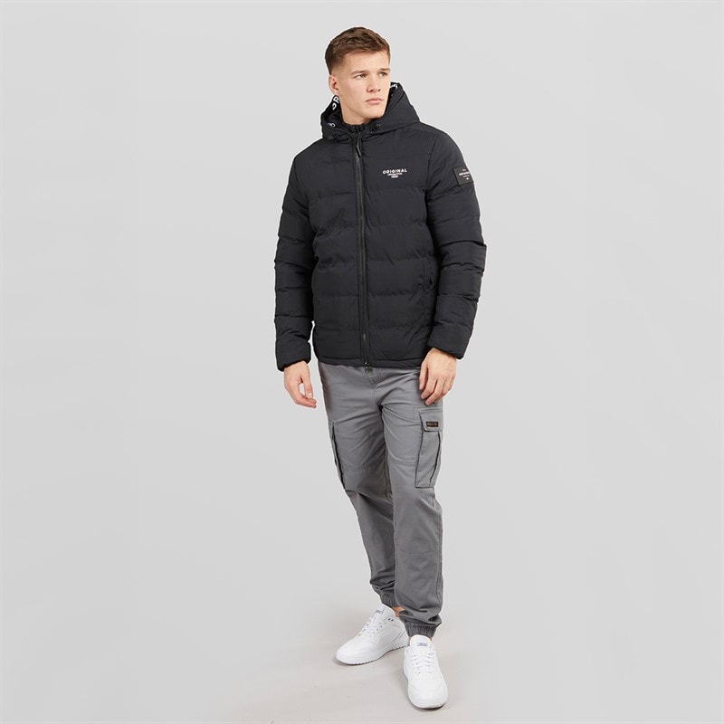 Crosshatch Mens Pitsburg Padded Hooded Jacket Black - Image 4