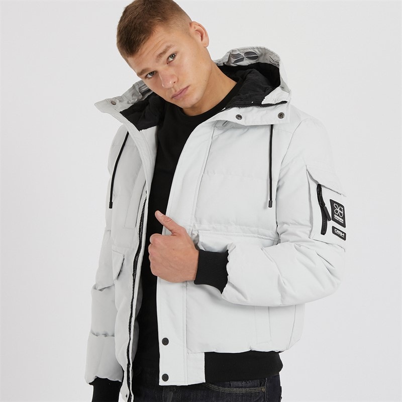 Crosshatch Mens Milwaka Fur Lined Hooded Jacket Putty - Image 1