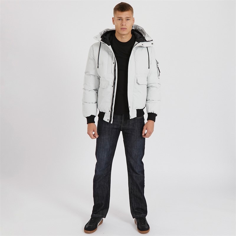 Crosshatch Mens Milwaka Fur Lined Hooded Jacket Putty - Image 4