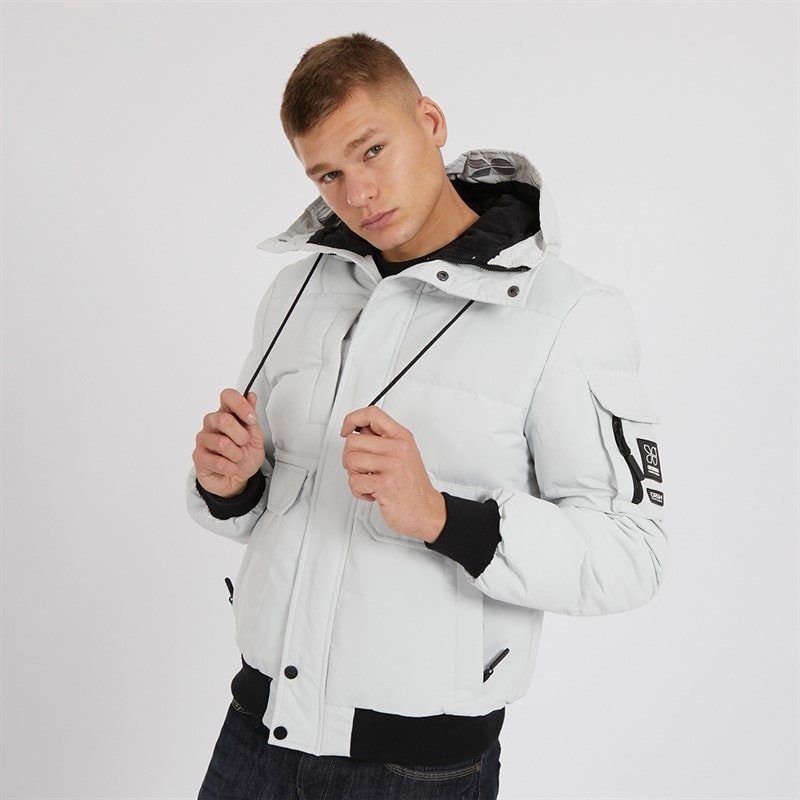 Crosshatch Mens Milwaka Fur Lined Hooded Jacket Putty - Image 5