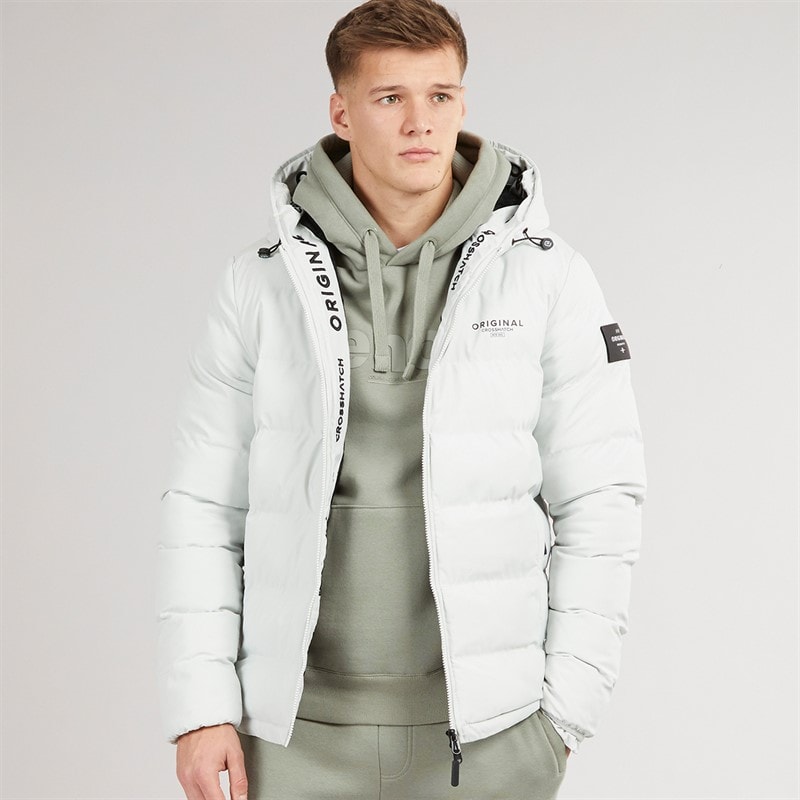 Crosshatch Mens Pitsburg Padded Hooded Jacket Putty