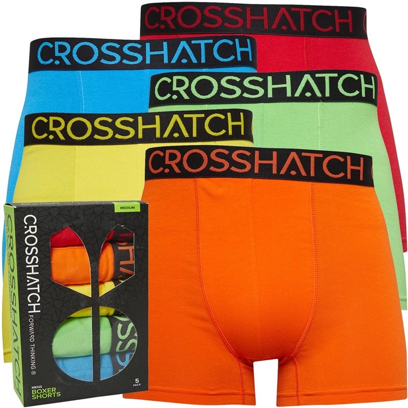 Crosshatch Mens Highlighter Five Pack Boxers Mixed Bright - Image 1