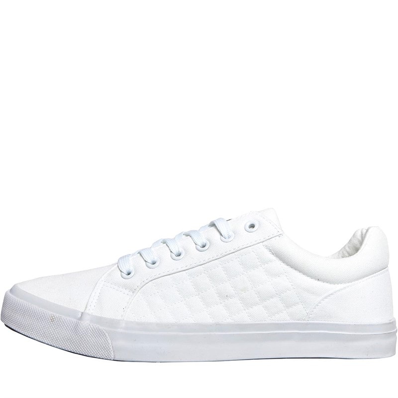 Crosshatch Mens Huseby Canvas Pumps White Mono