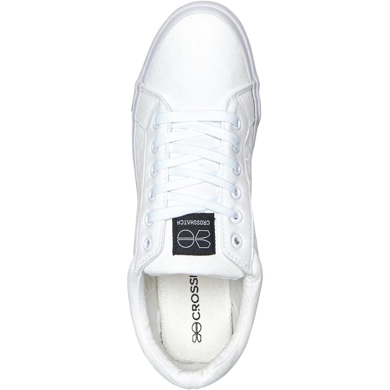 Crosshatch Mens Huseby Canvas Pumps White Mono - Image 4