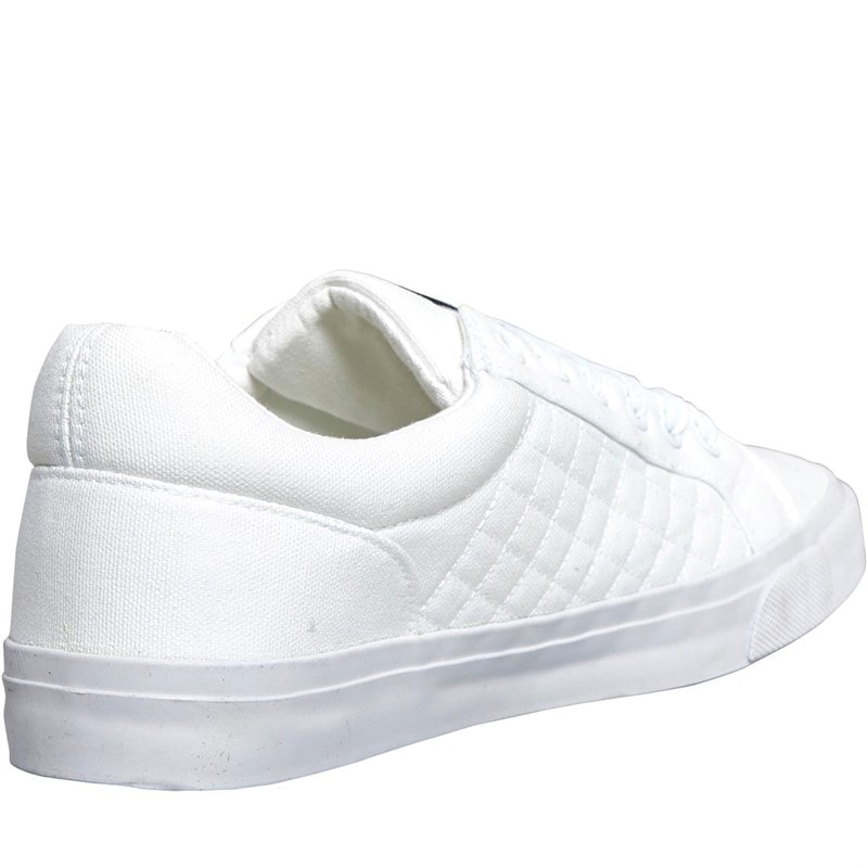 Crosshatch Mens Huseby Canvas Pumps White Mono - Image 5