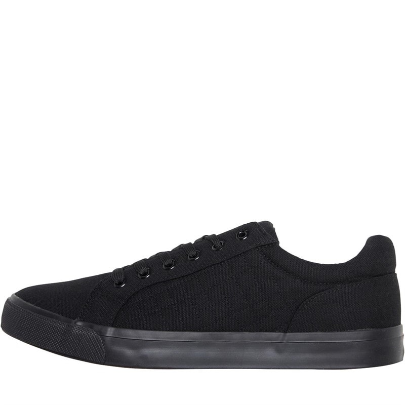 Crosshatch Mens Huseby Canvas Pumps Black Mono