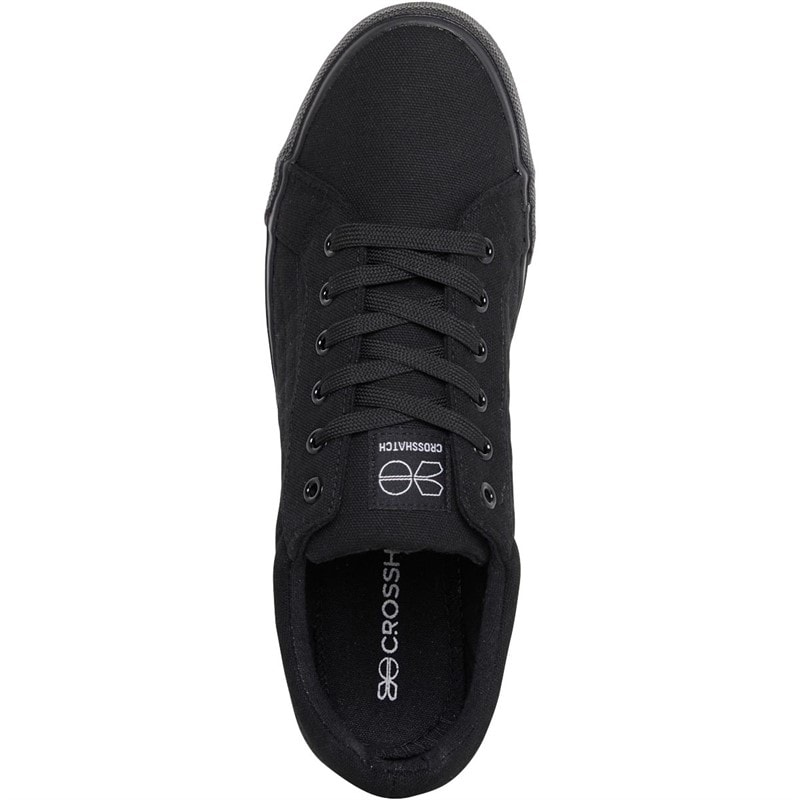 Crosshatch Mens Huseby Canvas Pumps Black Mono - Image 4