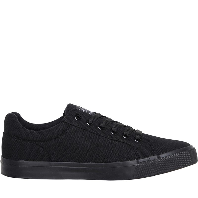Crosshatch Mens Huseby Canvas Pumps Black Mono - Image 5