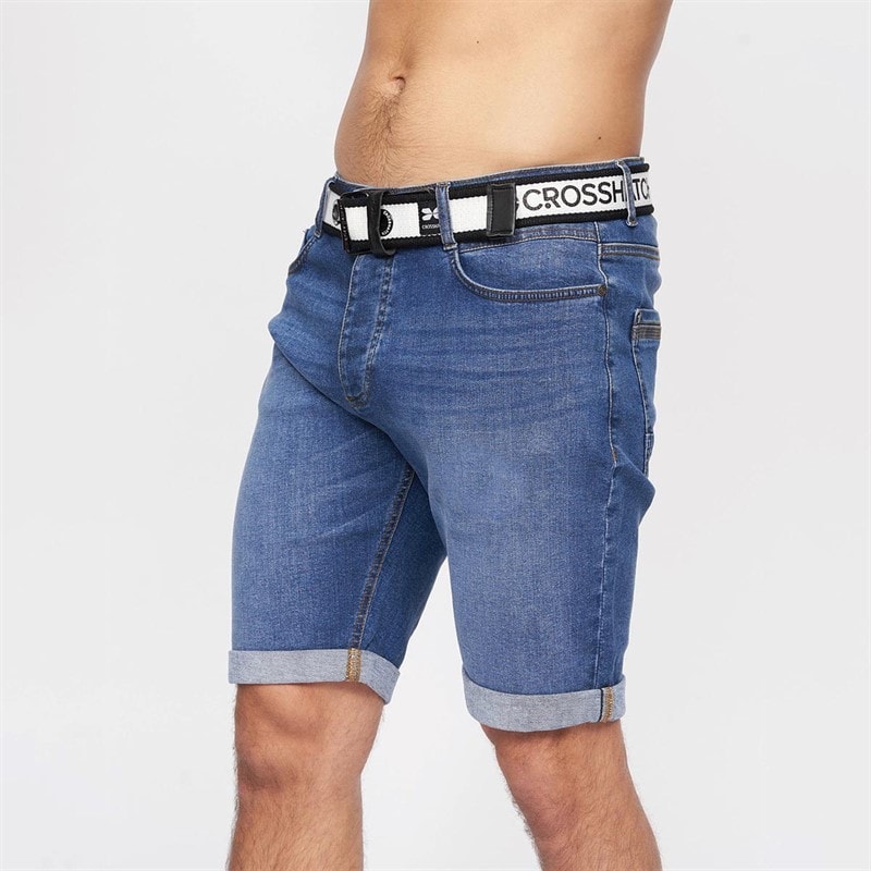 Crosshatch Mens Reestier Denim Shorts Mid Wash - Image 1