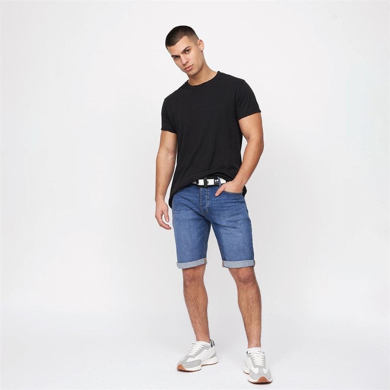 Crosshatch Mens Reestier Denim Shorts Mid Wash - Image 4