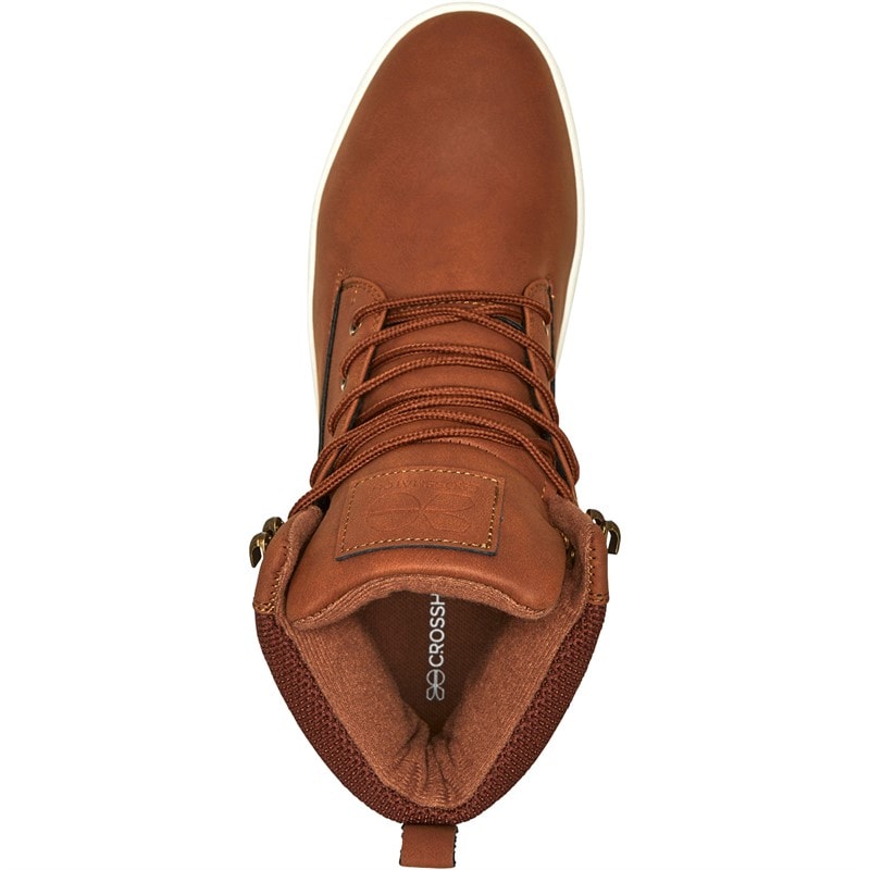 Crosshatch Mens Staiger Hi-Top Trainers Tan - Image 4