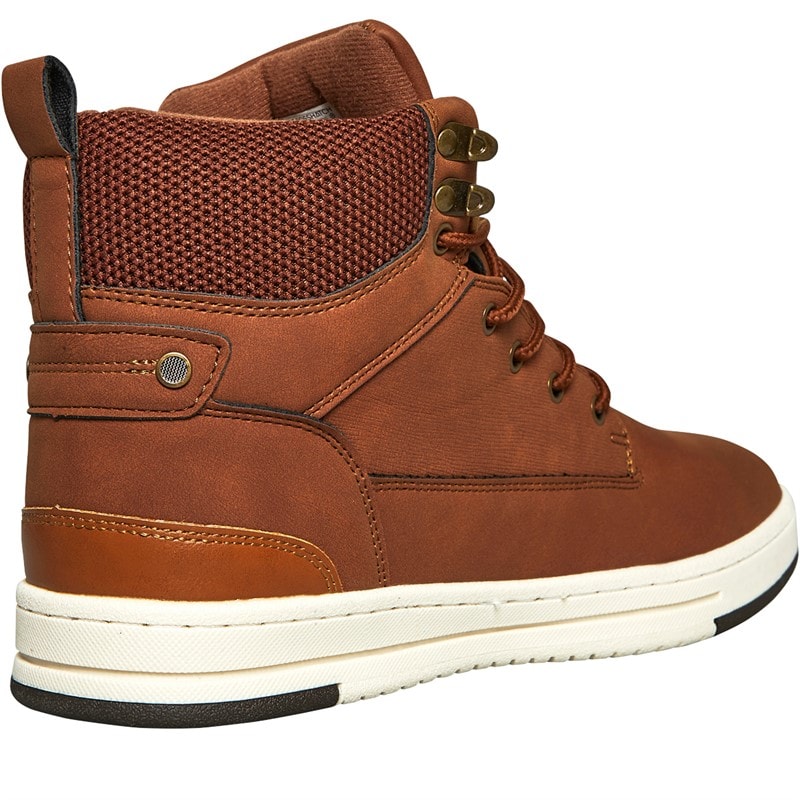 Crosshatch Mens Staiger Hi-Top Trainers Tan - Image 5