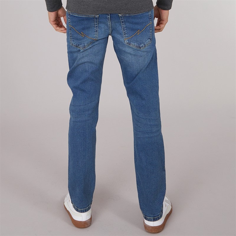 Crosshatch Mens Bandol Straight Fit Jeans Stone Wash - Image 2