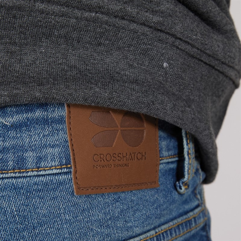 Crosshatch Mens Bandol Straight Fit Jeans Stone Wash - Image 3