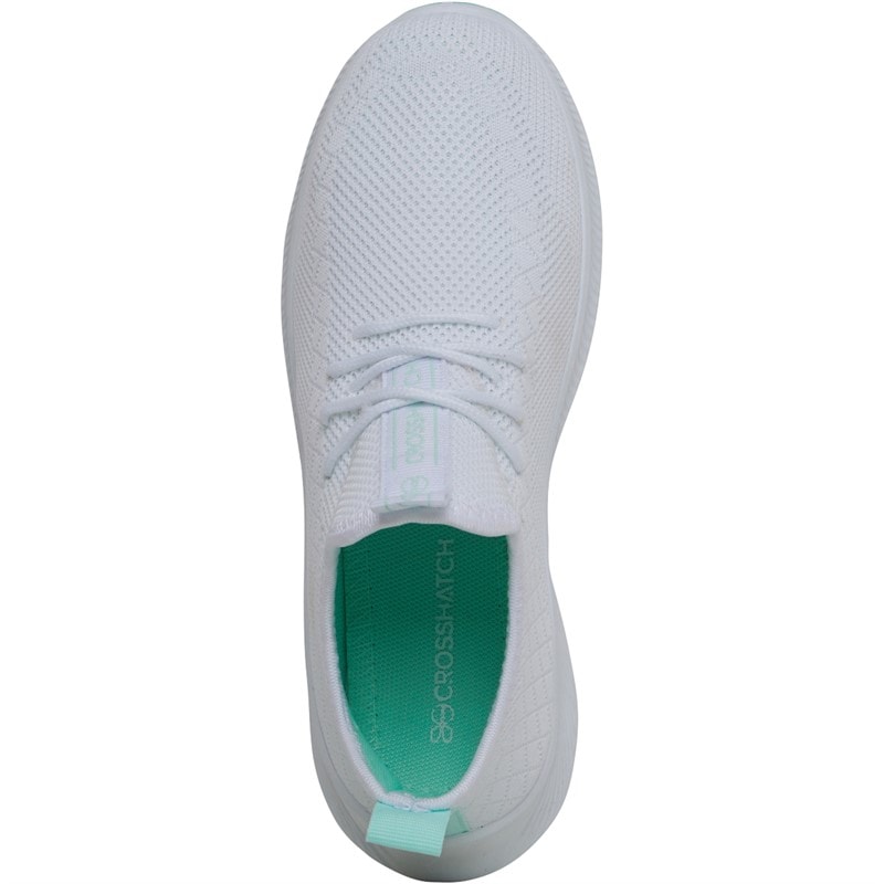 Crosshatch Womens Ridgeway Trainers White/Green - Image 4