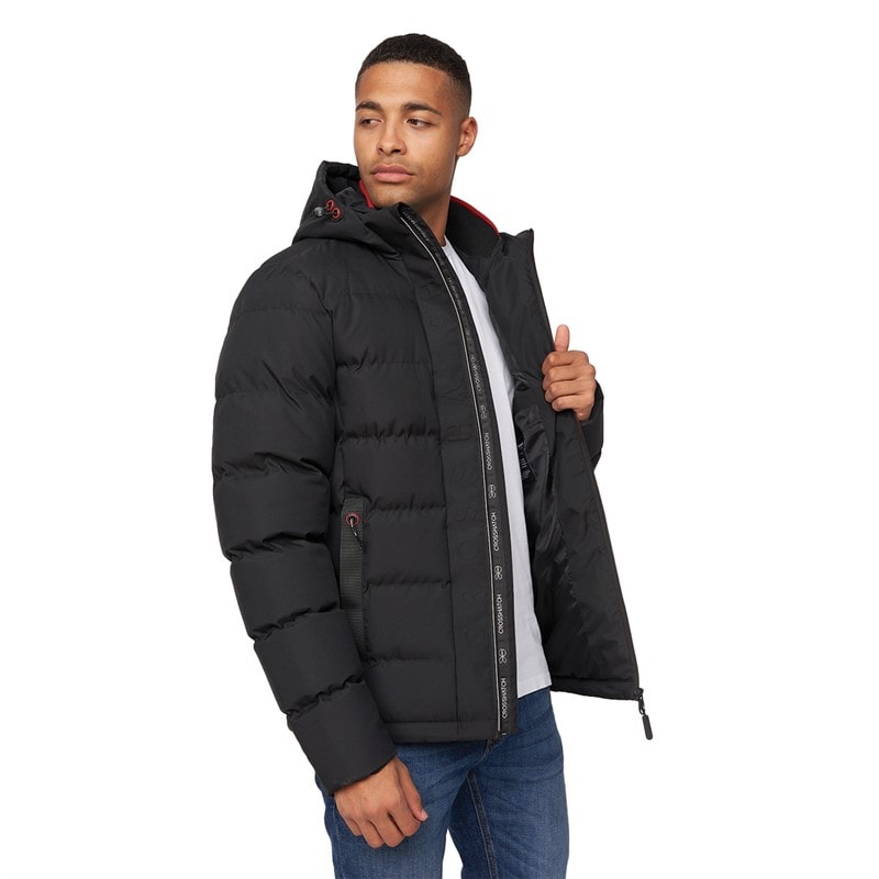 Crosshatch Mens Kampnew Embossed Placket Jacket Black - Image 1